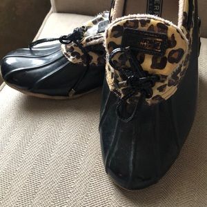 Sperry Topsider “duck” shoes with leopard print.